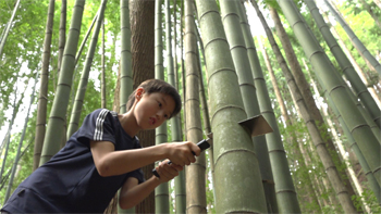 竹を切るリーダーとよばれる子ども