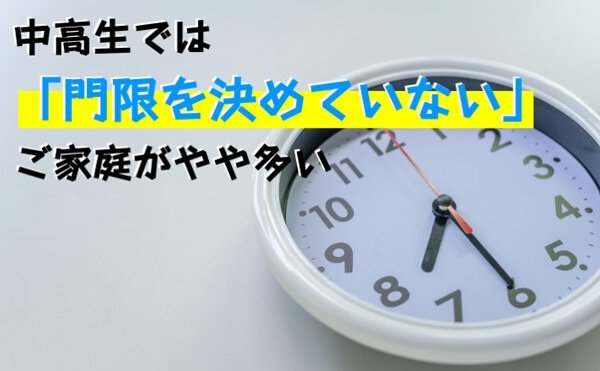 中高生では「門限を決めていない」ご家庭がやや多い