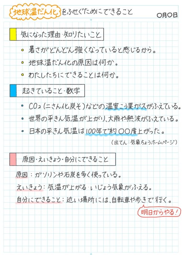 環境を守るためにできることのノート