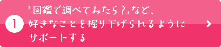 「図鑑で調べてみたら？」など、好きなことを掘り下げられるようにサポートする