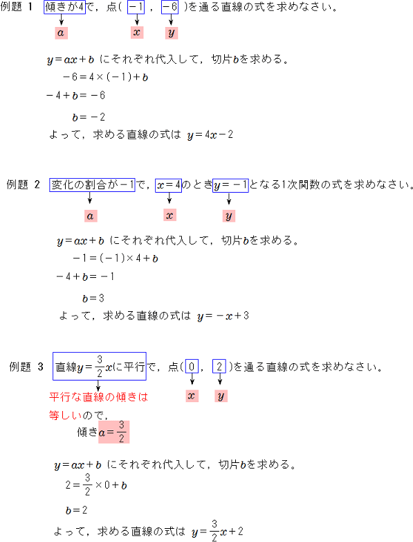 １次関数 1次関数の式の求め方 中学数学 定期テスト対策サイト