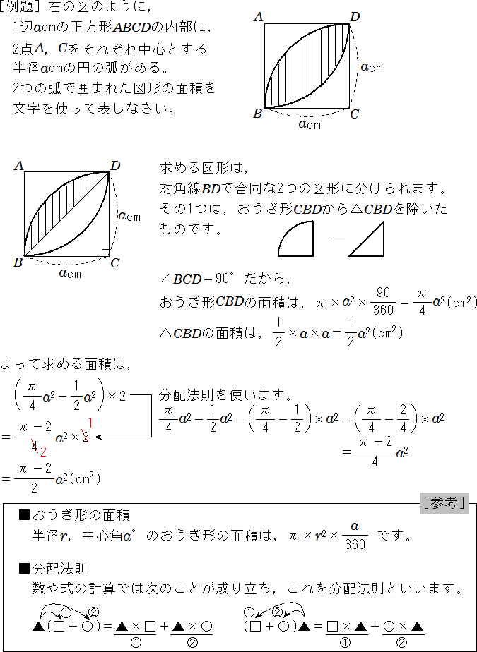 式の計算 文字を使った変わった図形の面積の求め方 中学数学 定期