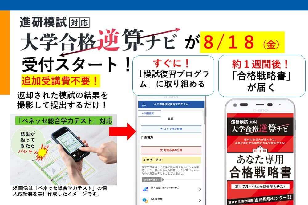 進研ゼミ高１講座】【進研模試対応 大学合格逆算ナビ】で、初めての